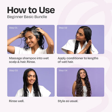 MANETAIN Beginner Basic Bundle | Moisturising Shampoo 237ml & Multipurpose Conditioner 200gm | Protein/Moisture Balanced for Curly, Wavy & Frizzy Hair | Frizz Control, Hydrating, Strengthening, Curl Enhancing | CG Friendly